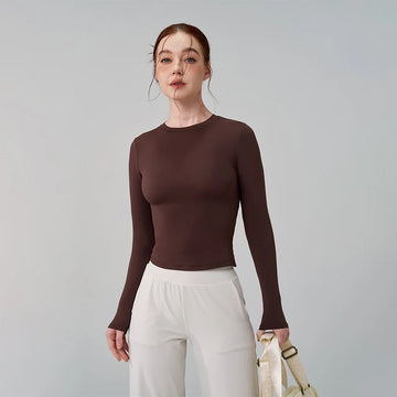 Long Sleeve Gym Fitness O-Neck Top Women