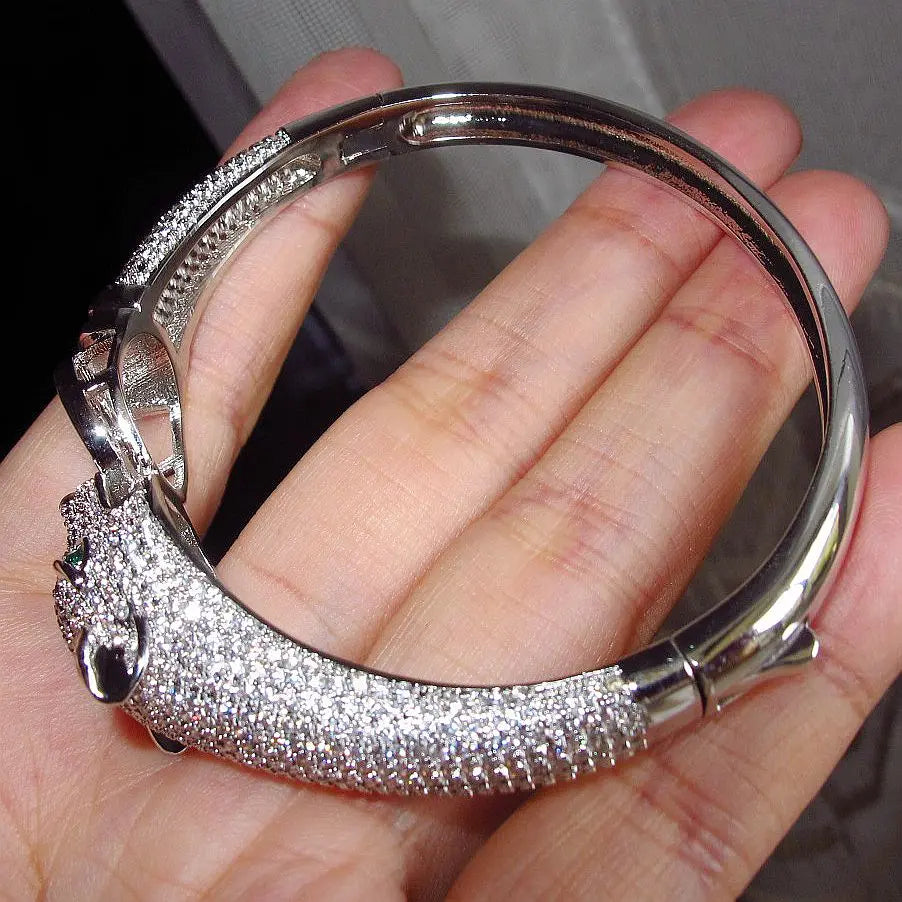 Leopard Head Cubic Zirconia Panther Bracelet