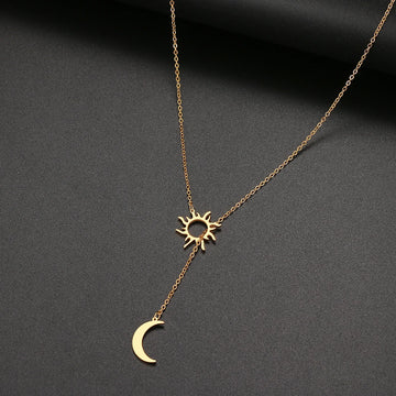 Stainless Steel Sun Totem Moon Necklace Women