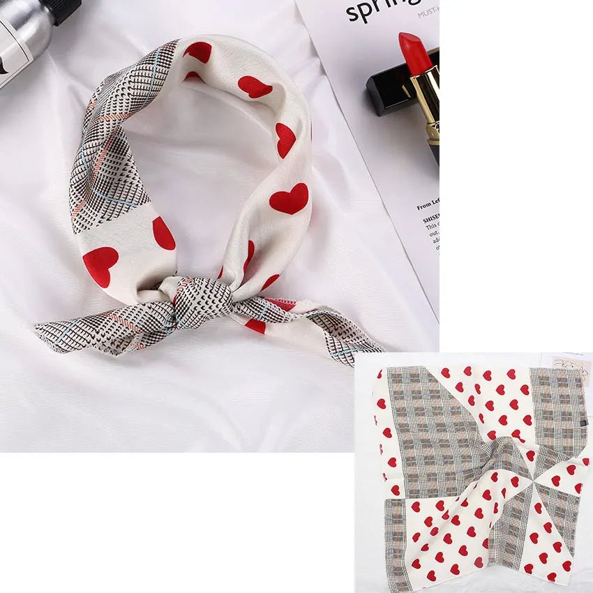 Printed Silk Satin Neck Head Scarf