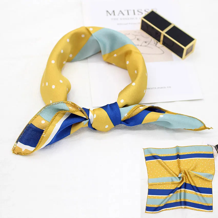 Printed Silk Satin Neck Head Scarf