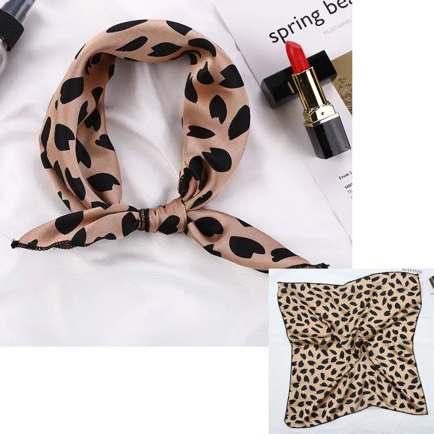 Printed Silk Satin Neck Head Scarf