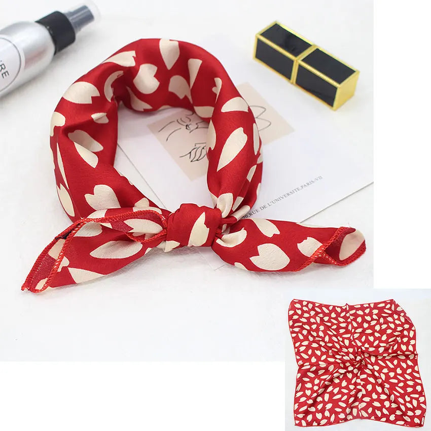 Printed Silk Satin Neck Head Scarf