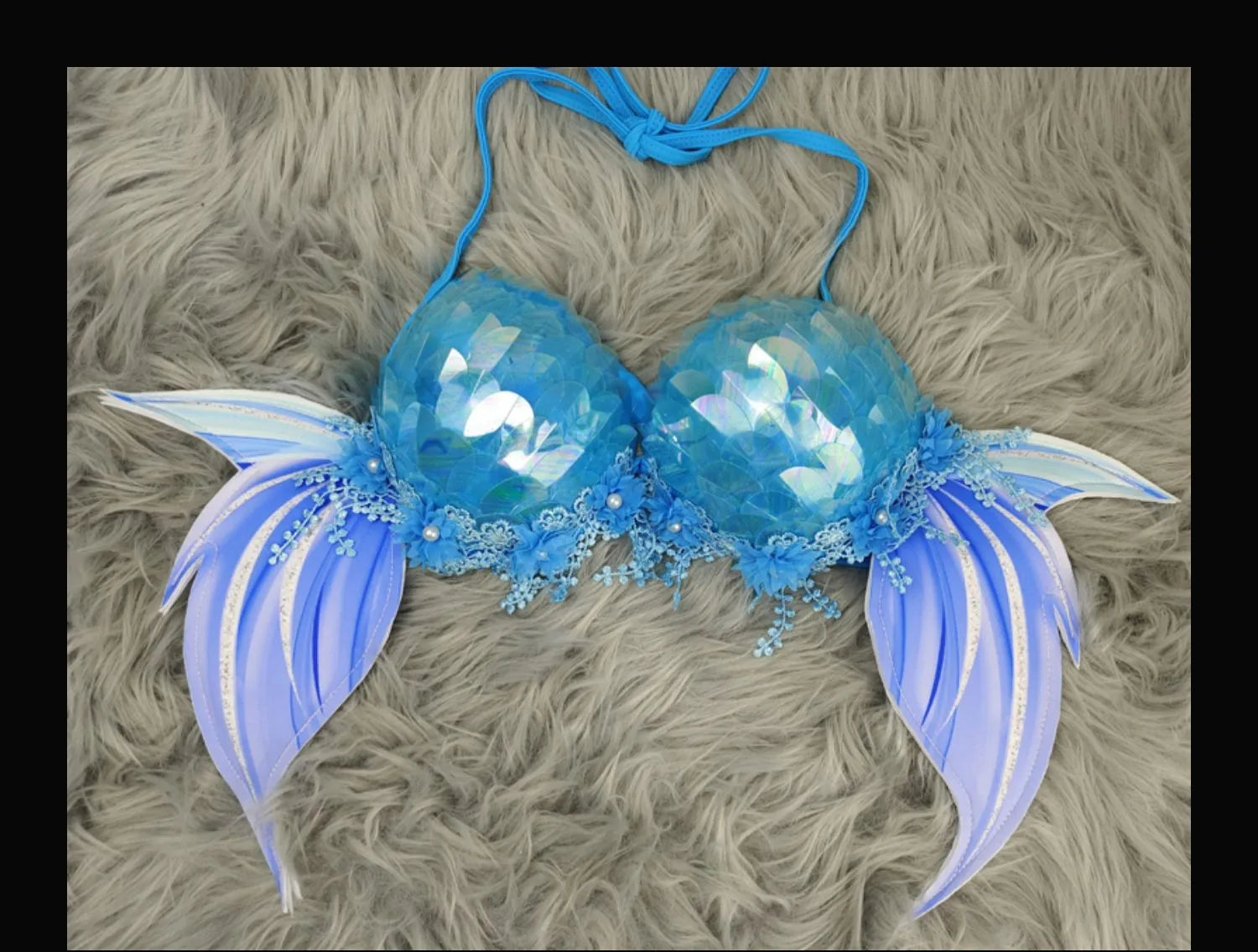 Large Cup Sequin Mermaid Bikini Top Women