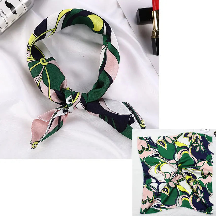 Printed Silk Satin Neck Head Scarf