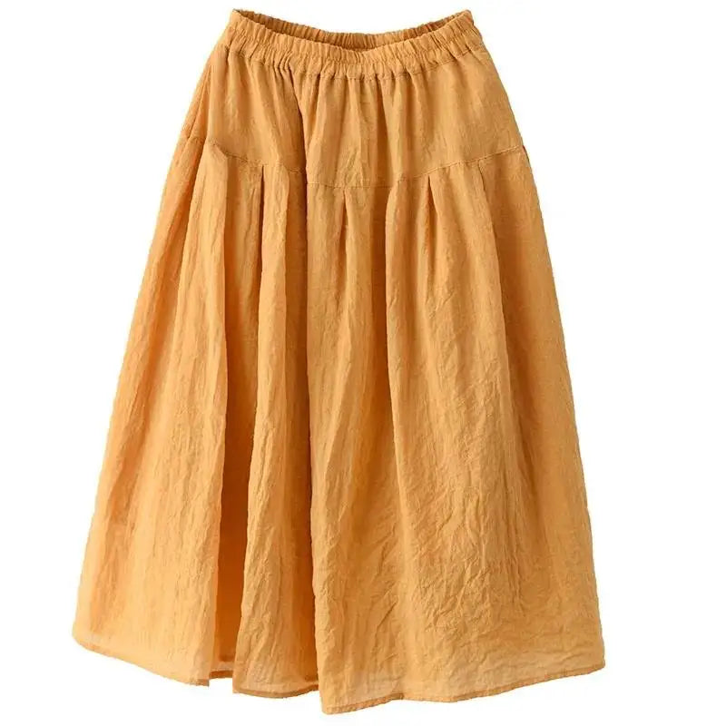 Retro Double-Layer Cotton Linen Skirt