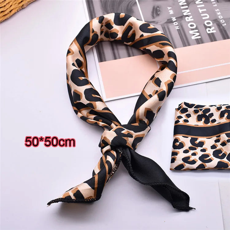 Printed Silk Satin Neck Head Scarf
