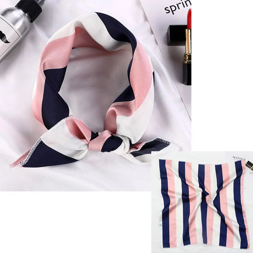 Printed Silk Satin Neck Head Scarf