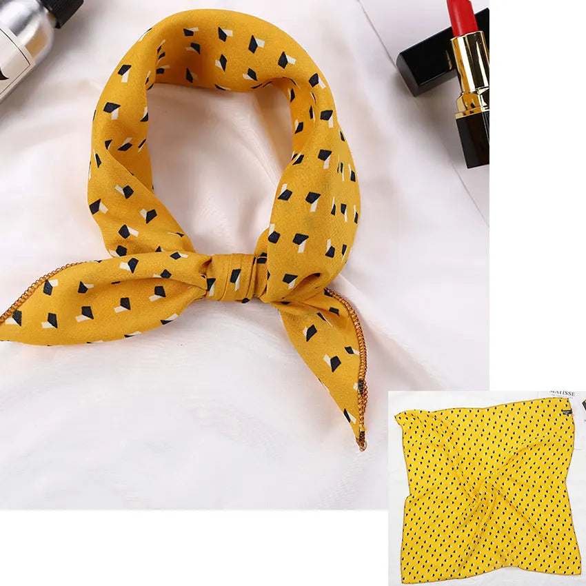 Printed Silk Satin Neck Head Scarf