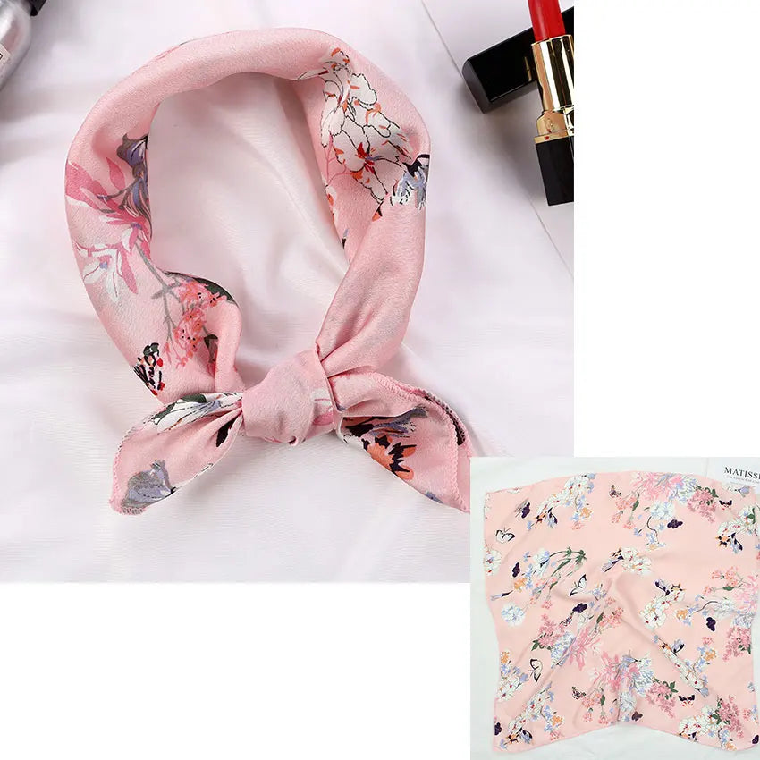 Printed Silk Satin Neck Head Scarf
