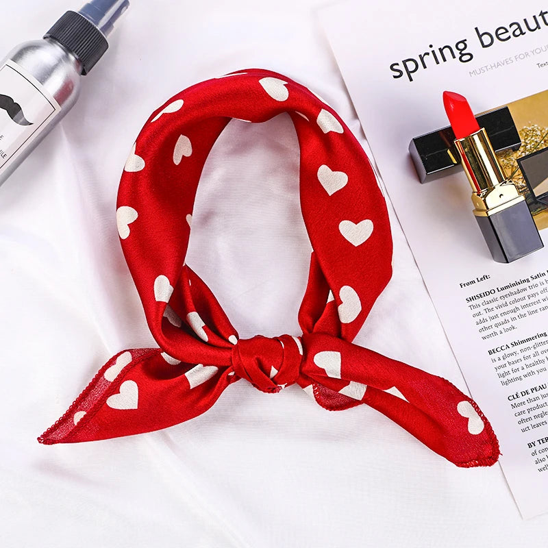 Printed Silk Satin Neck Head Scarf