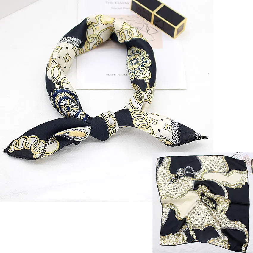 Printed Silk Satin Neck Head Scarf