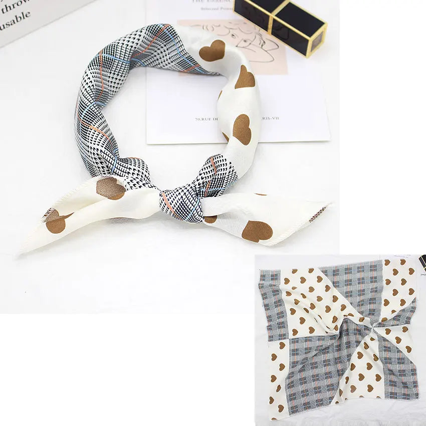 Printed Silk Satin Neck Head Scarf