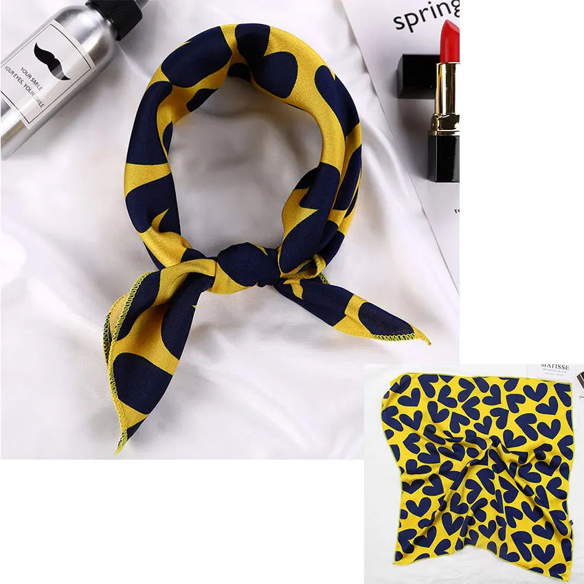 Printed Silk Satin Neck Head Scarf