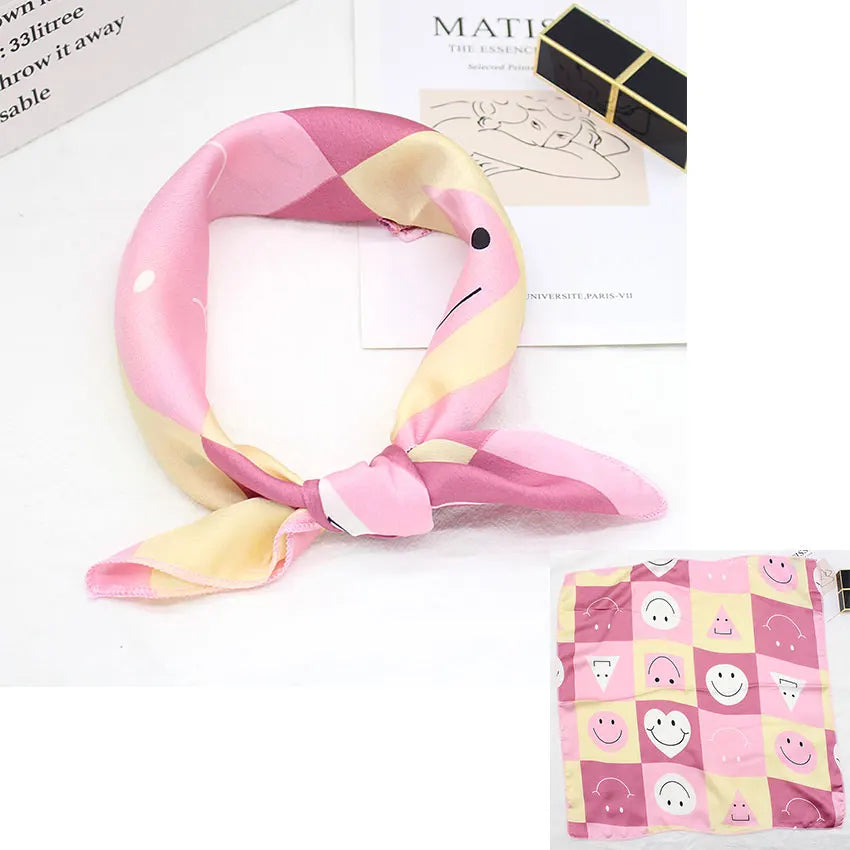 Printed Silk Satin Neck Head Scarf