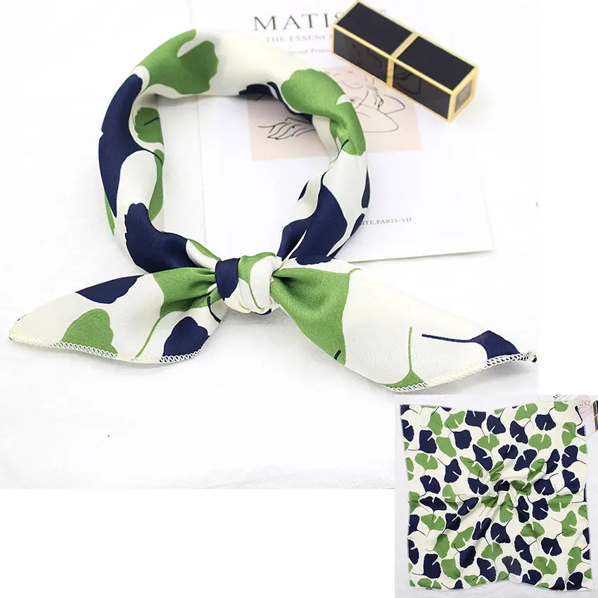 Printed Silk Satin Neck Head Scarf