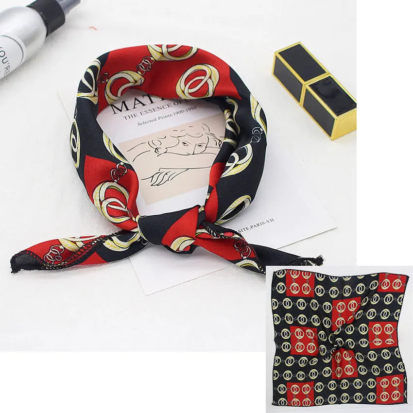 Printed Silk Satin Neck Head Scarf