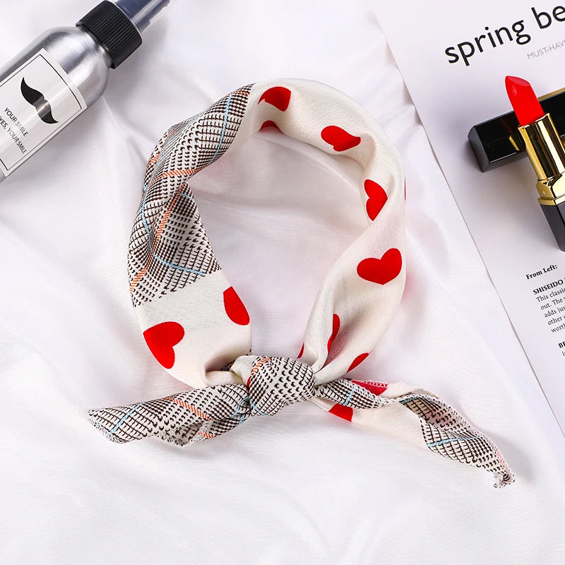 Printed Silk Satin Neck Head Scarf