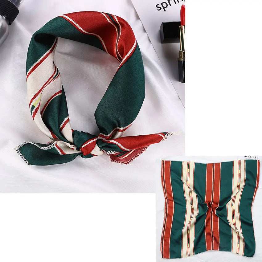 Printed Silk Satin Neck Head Scarf