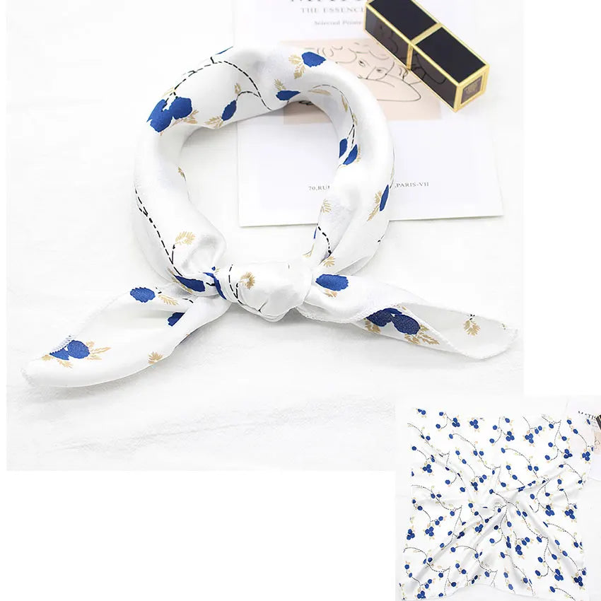 Printed Silk Satin Neck Head Scarf