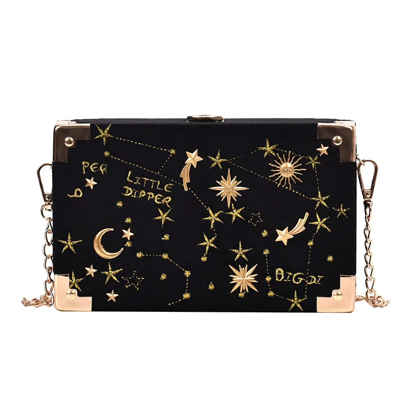 Metal Badge Party Clutch Handbag