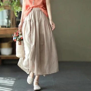 Retro Double-Layer Cotton Linen Skirt