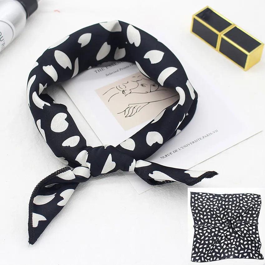 Printed Silk Satin Neck Head Scarf