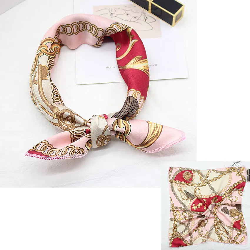Printed Silk Satin Neck Head Scarf