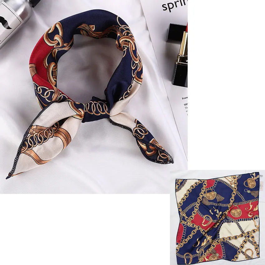 Printed Silk Satin Neck Head Scarf