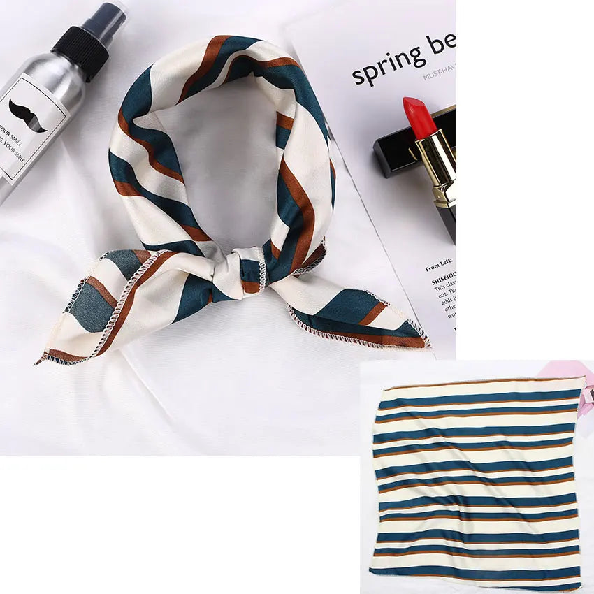 Printed Silk Satin Neck Head Scarf