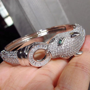Leopard Head Cubic Zirconia Panther Bracelet