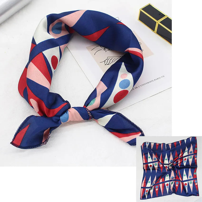 Printed Silk Satin Neck Head Scarf