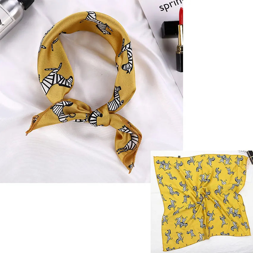 Printed Silk Satin Neck Head Scarf