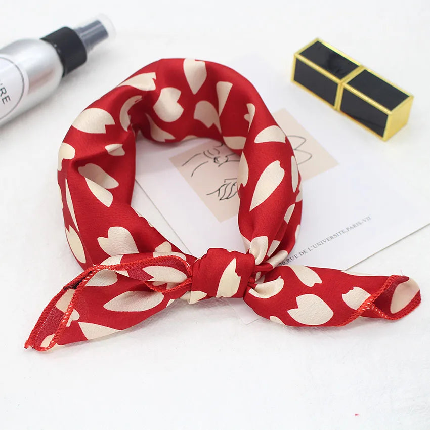 Printed Silk Satin Neck Head Scarf