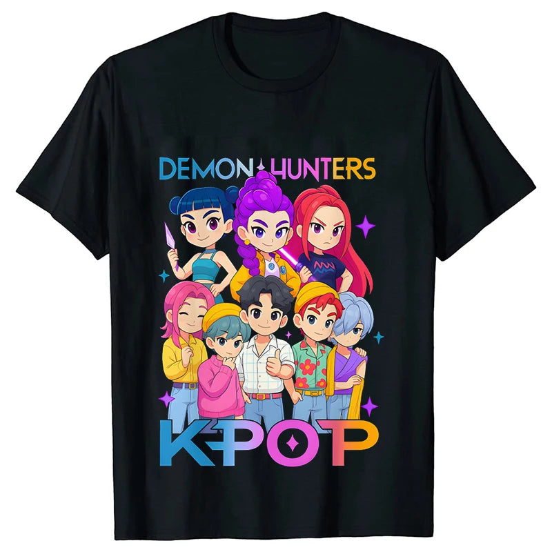 Kpop Oversized Demon Hunter Graphic T-Shirt Women