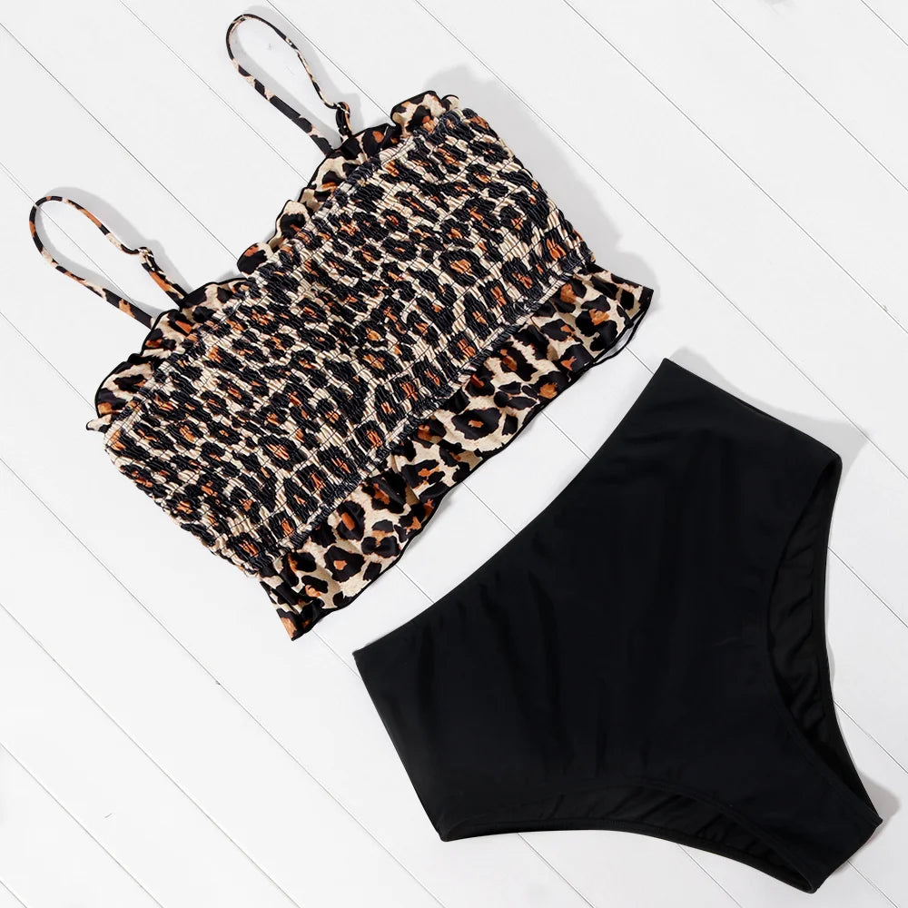 Leopard Push-Up One Shoulder Bikini Women