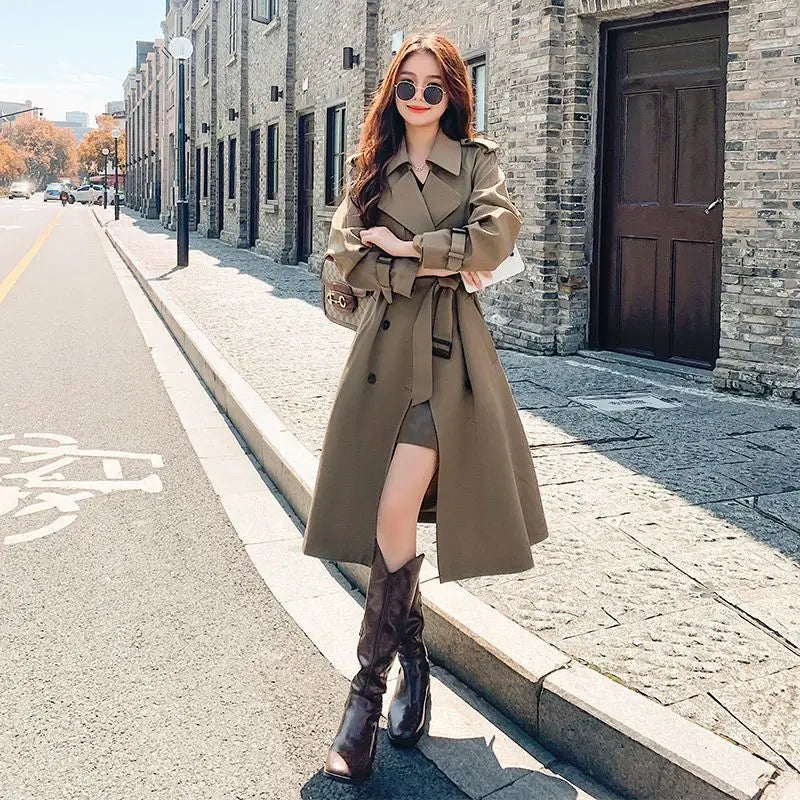Double-Breasted Mid-Length Trench Jacket Women