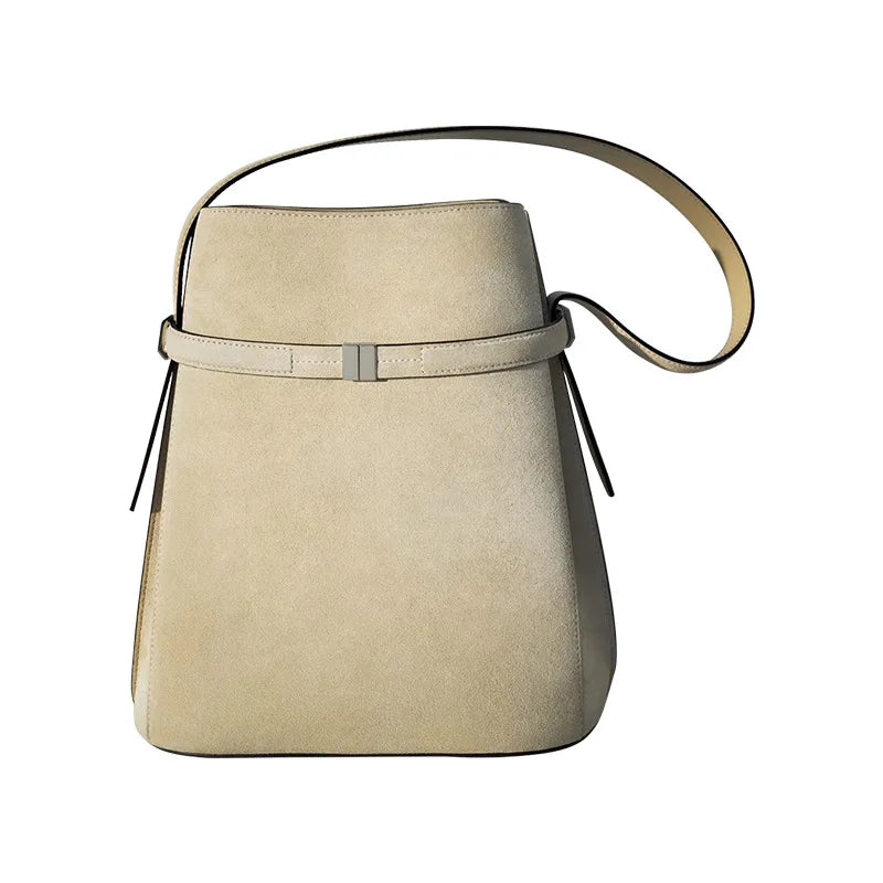 High-End Cowhide Bucket Shoulder Bag