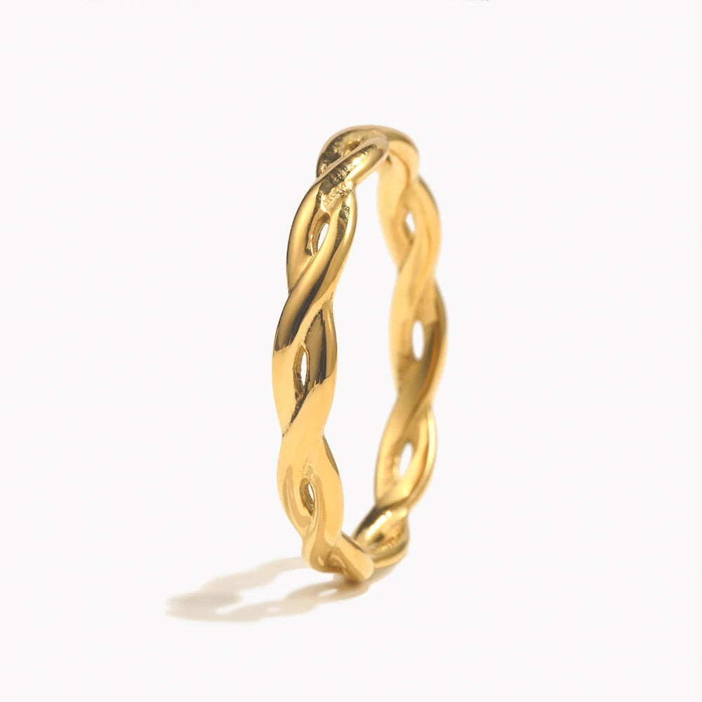 Minimalist Braided Twisted Gold Thin Rings