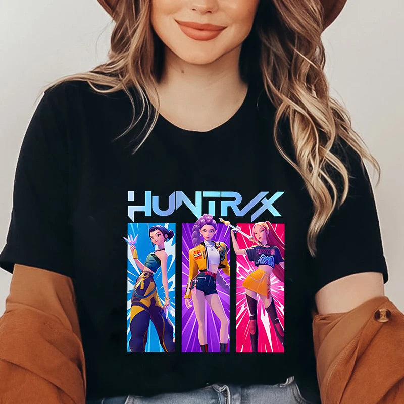 Kpop Oversized Demon Hunter Graphic T-Shirt Women