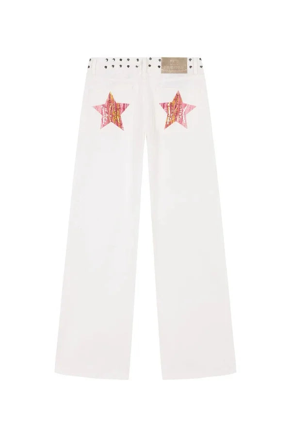Vintage Star Print High Waist Jeans Women