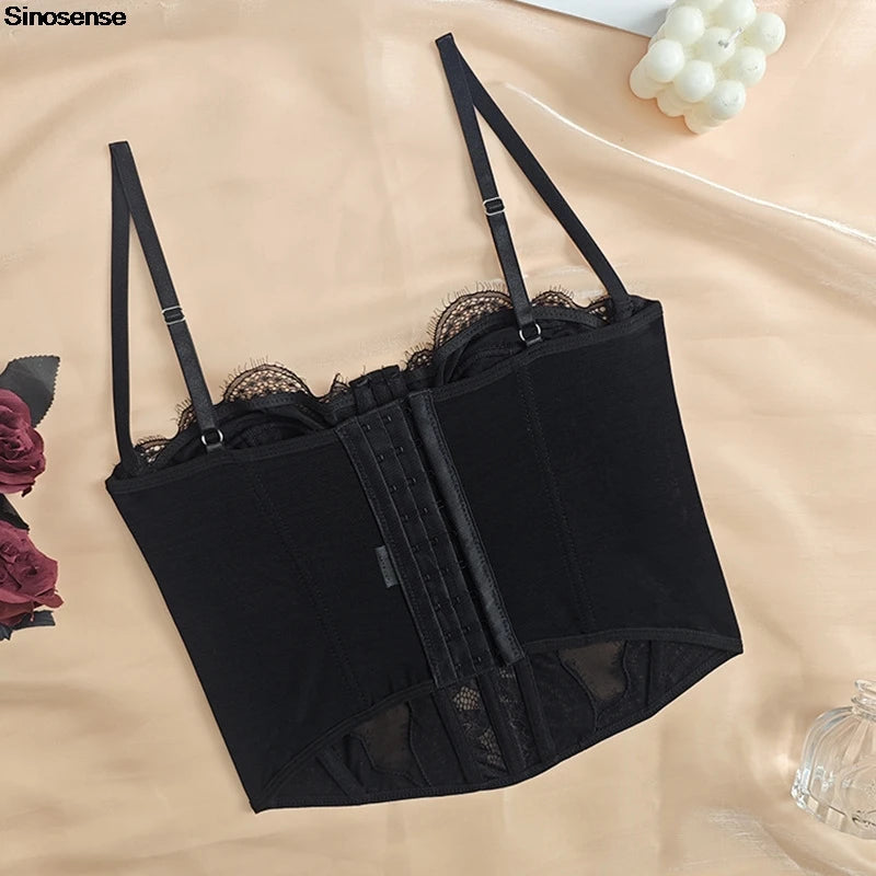 Lace Bustier Spaghetti Strap See-Through Camisole Women