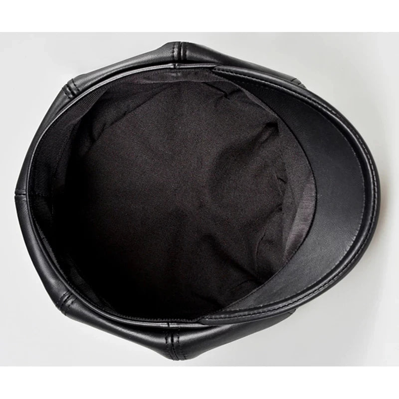 Genuine Leather Painter Vintage Beret Hat