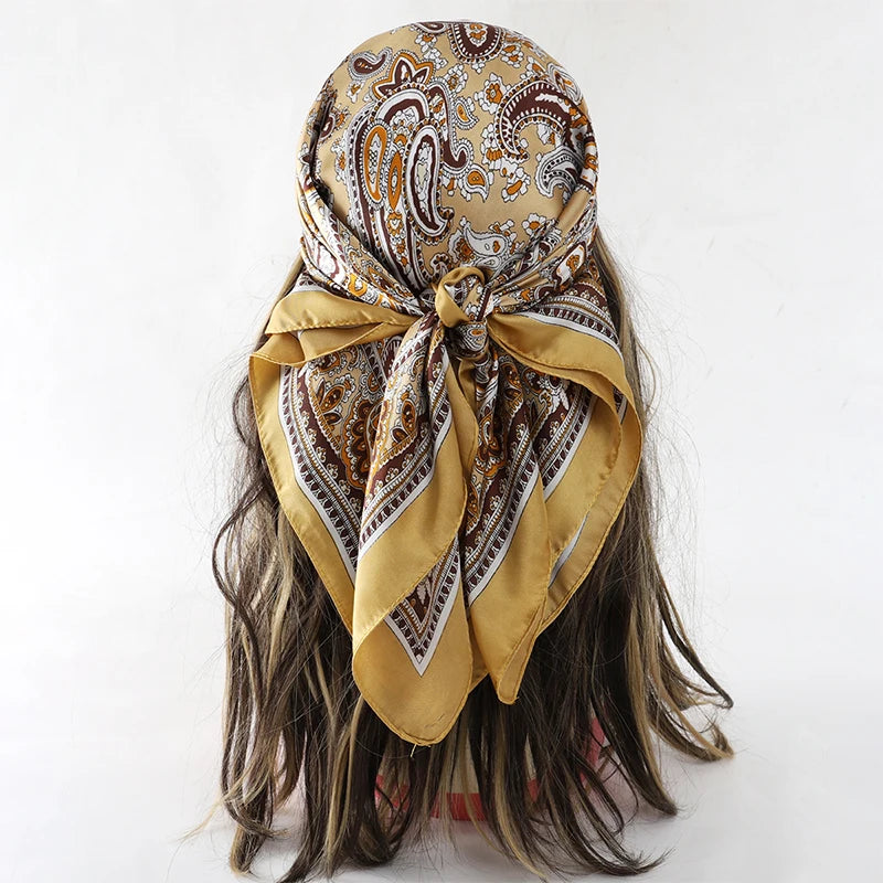 Bohemian Floral Print Silk Scarf