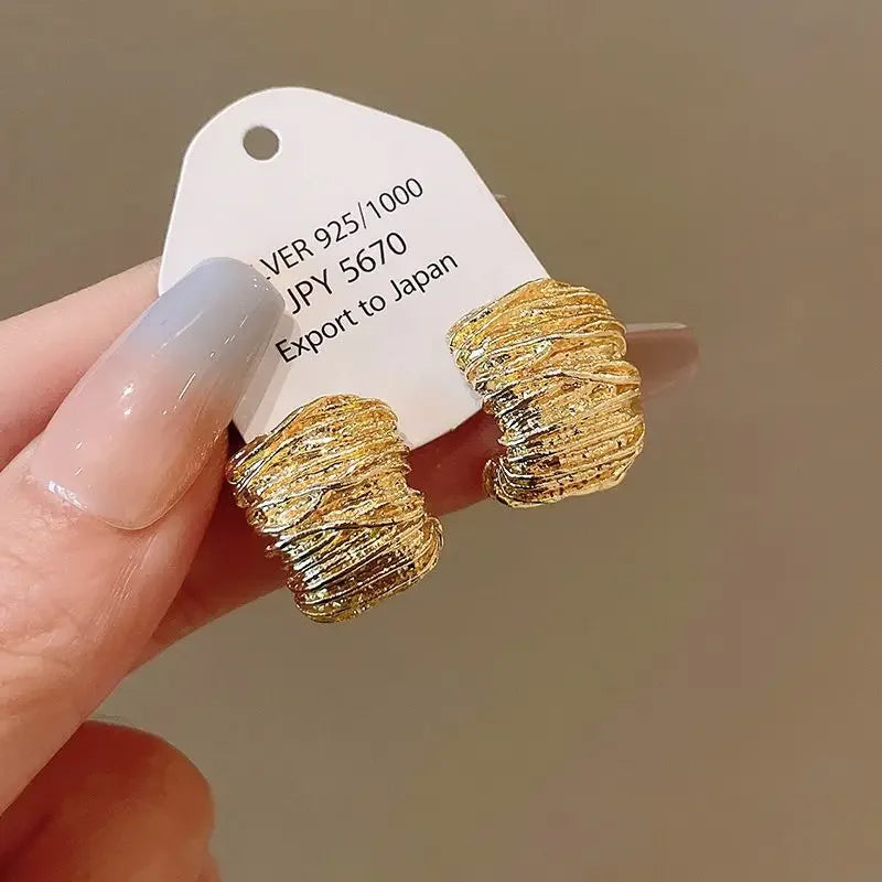 Exaggerated Ocean Shell Texture Stud Earrings