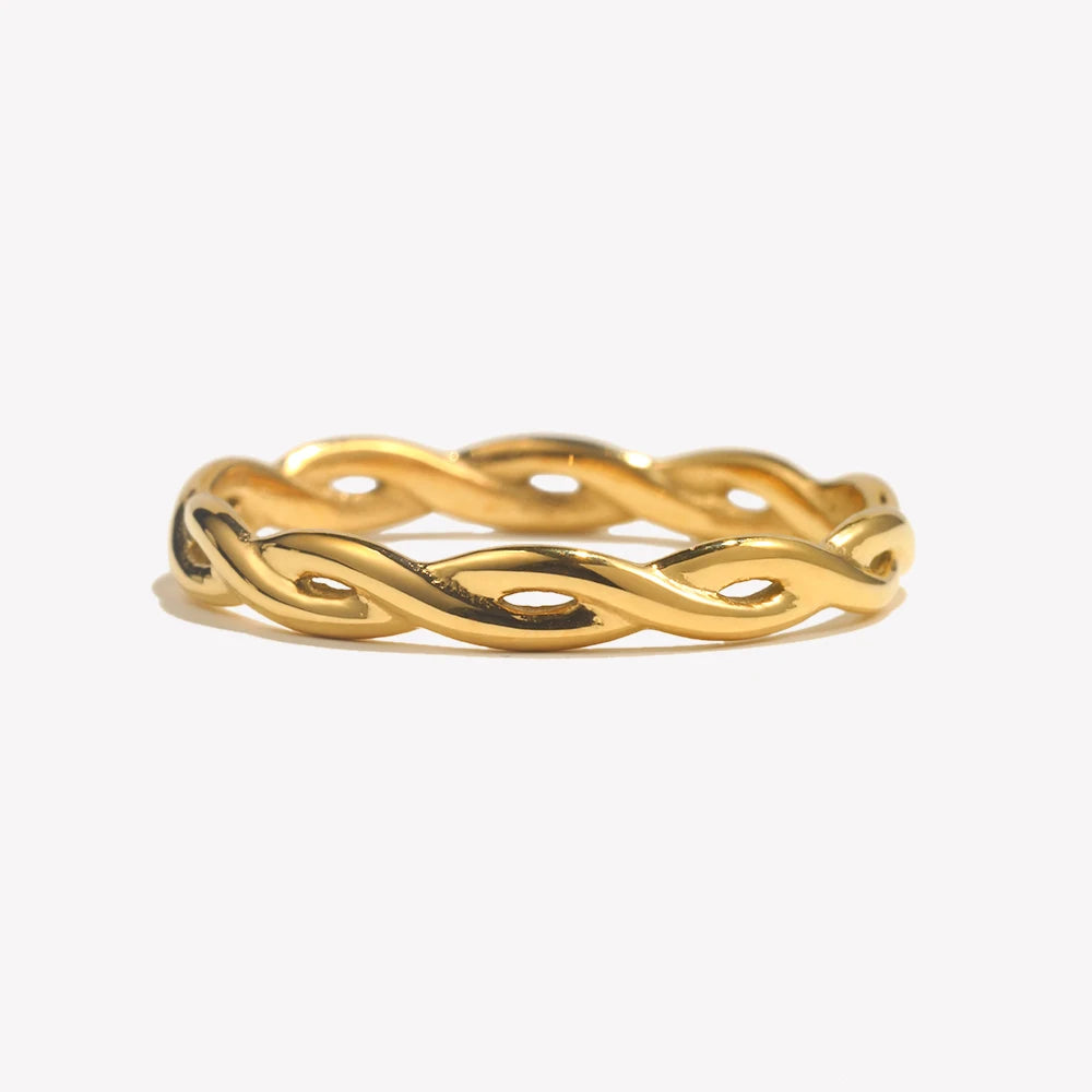Minimalist Braided Twisted Gold Thin Rings