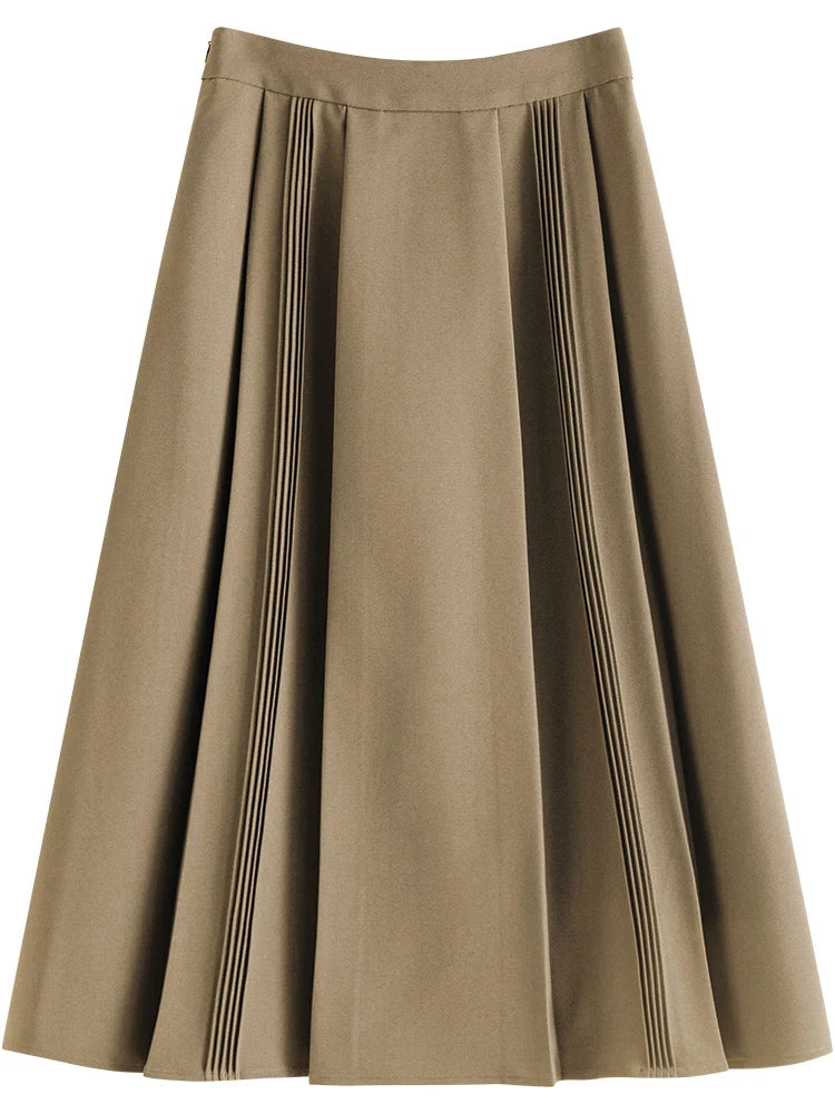 Simple Gray High Waist A-Line Skirt