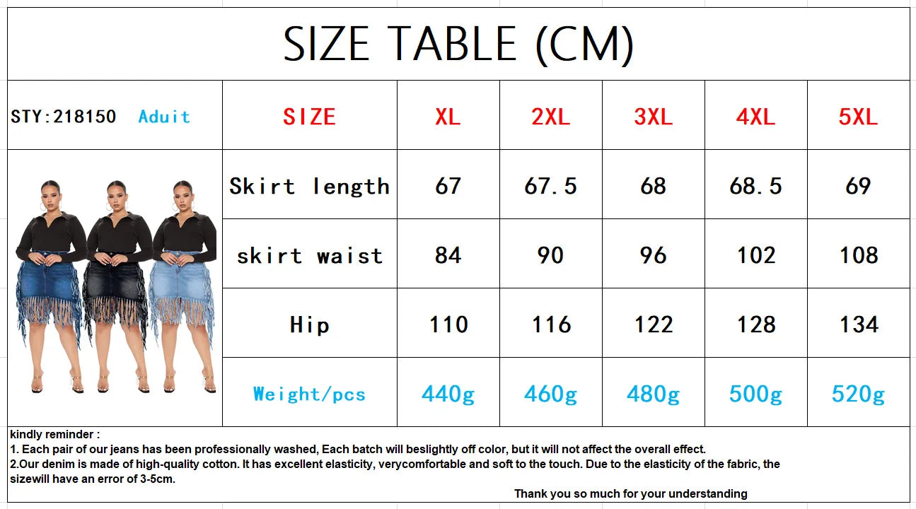 Large Tassel Denim Skirt Women