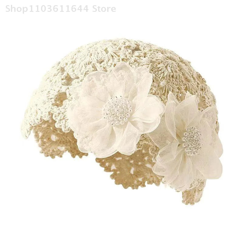 Hollowed Out Knitted Summer Flowers Beret