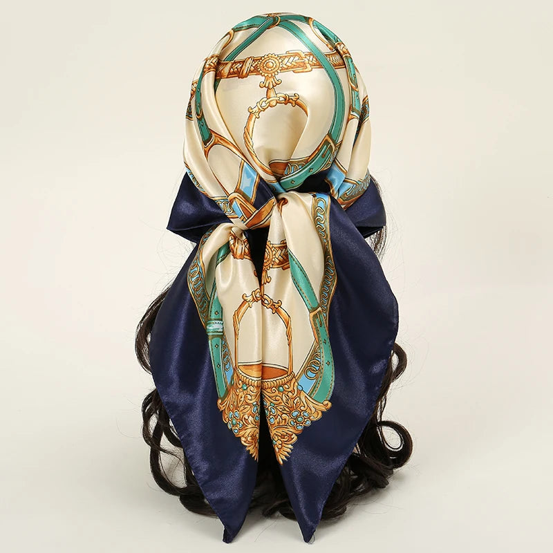 Satin Square Hijab Elegant Silk Neckerchief